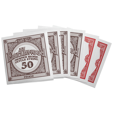 ERNIE BALL EARTHWOOD ALLOY ACOUSTIC GUITAR STRING SET 10/50 GAUGE. 