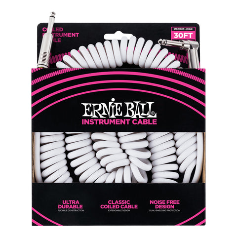 Cable Entorchado Ernie Ball Punta En L De 9 Metros Blanco