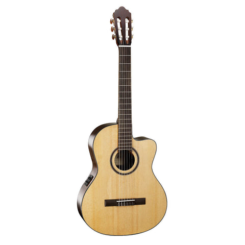 CORT ELECTROACOUSTIC GUITAR WITH NATURAL LACQUERED AC160F NYLON STRINGS. 