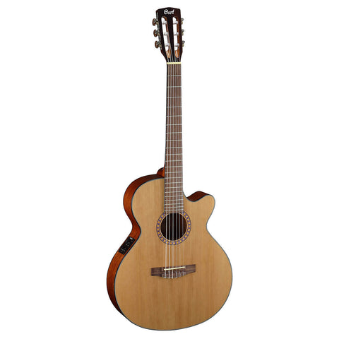 CORT ELECTROACOUSTIC GUITAR WITH NATURAL LACQUERED CEC5 NYLON STRINGS