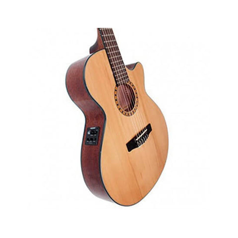 CORT ELECTROACOUSTIC GUITAR WITH NATURAL LACQUERED CEC5 NYLON STRINGS