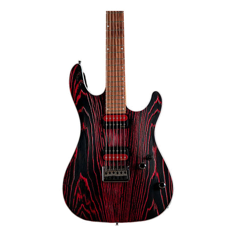 GUITARRA ELECTRICA CORT  KX300 ETCHED - EBR / NEGRA CON LINEAS ROJAS