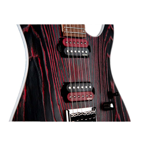 GUITARRA ELECTRICA CORT  KX300 ETCHED - EBR / NEGRA CON LINEAS ROJAS