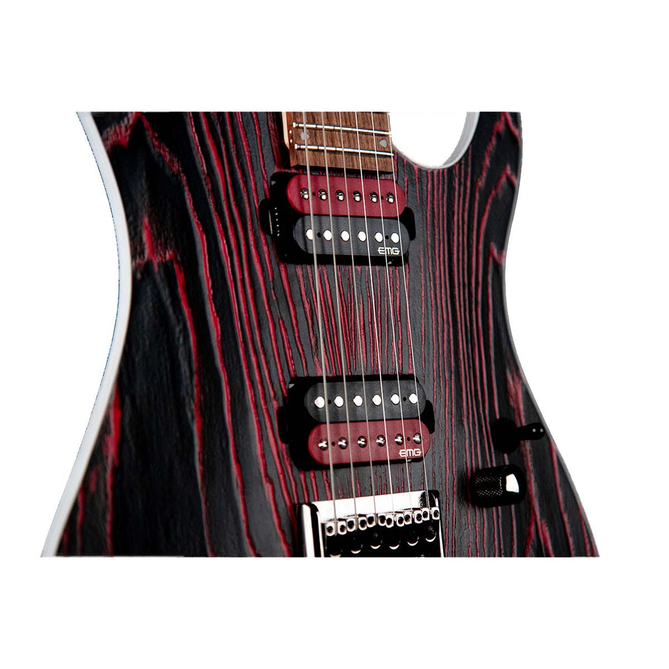 CORT KX300 ETCHED ELECTRIC GUITAR - EBR / BLACK WITH RED LINES