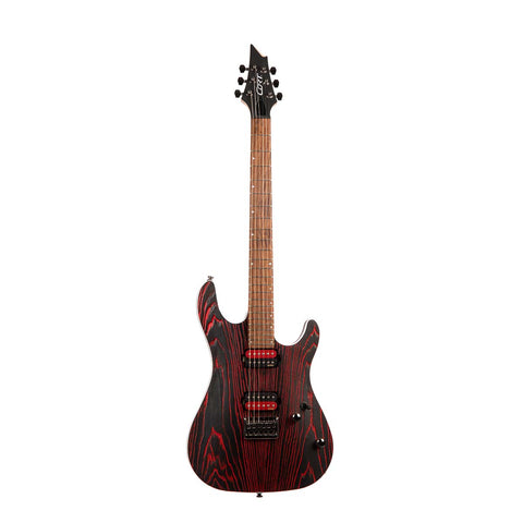 GUITARRA ELECTRICA CORT  KX300 ETCHED - EBR / NEGRA CON LINEAS ROJAS