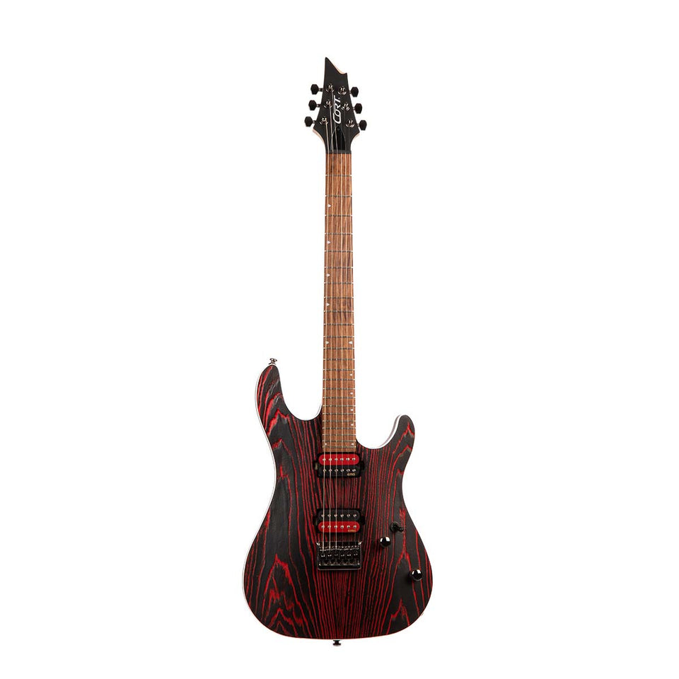 CORT KX300 ETCHED ELECTRIC GUITAR - EBR / BLACK WITH RED LINES