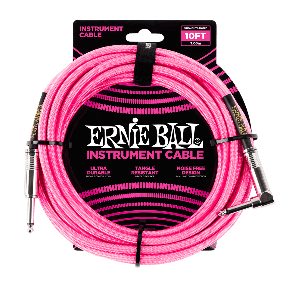 ERNIE BALL L-TIP CABLE 3 METERS P06078 NEON PINK