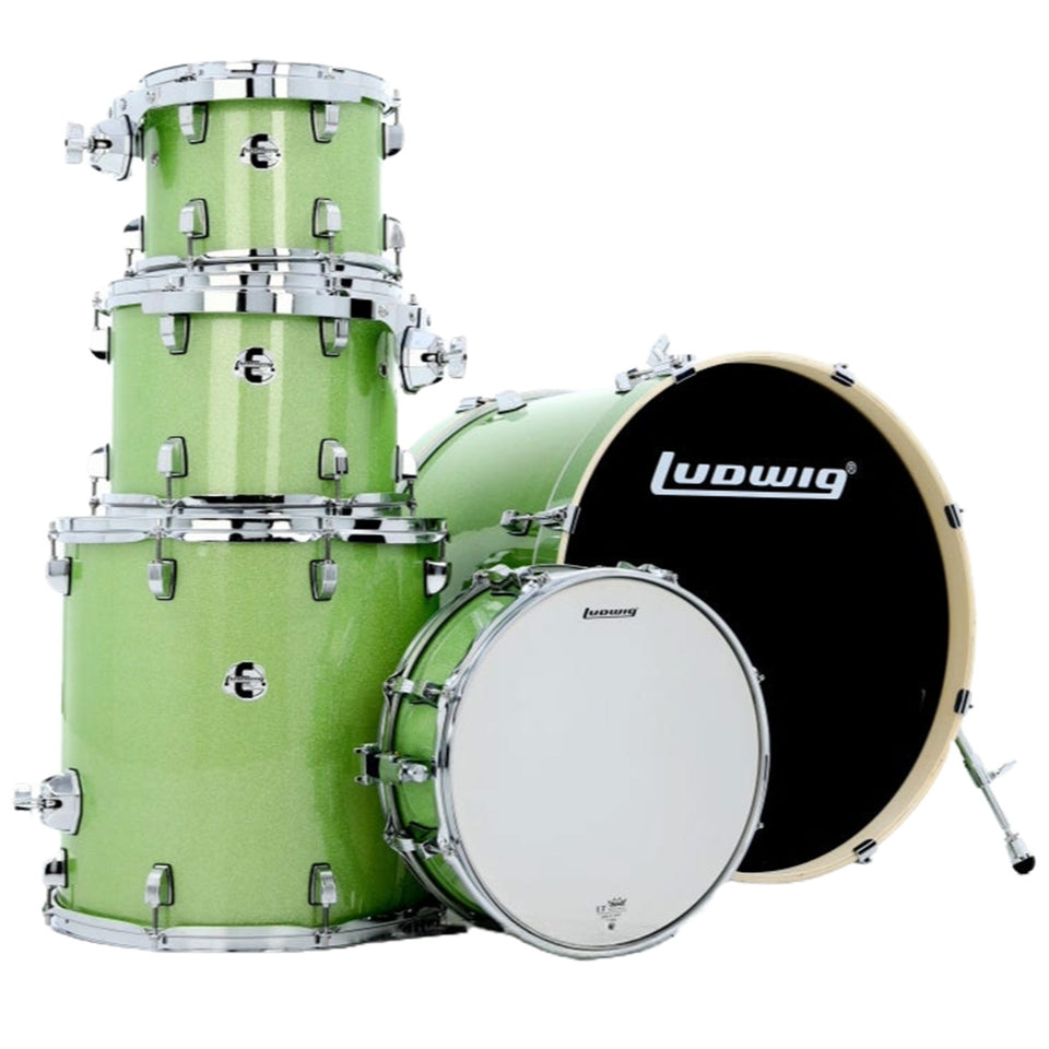 BATERIA LUDWIG EVOLUTION 5PC 22" CON HARD & ZBT PACK MINT SPARKLE LE522018