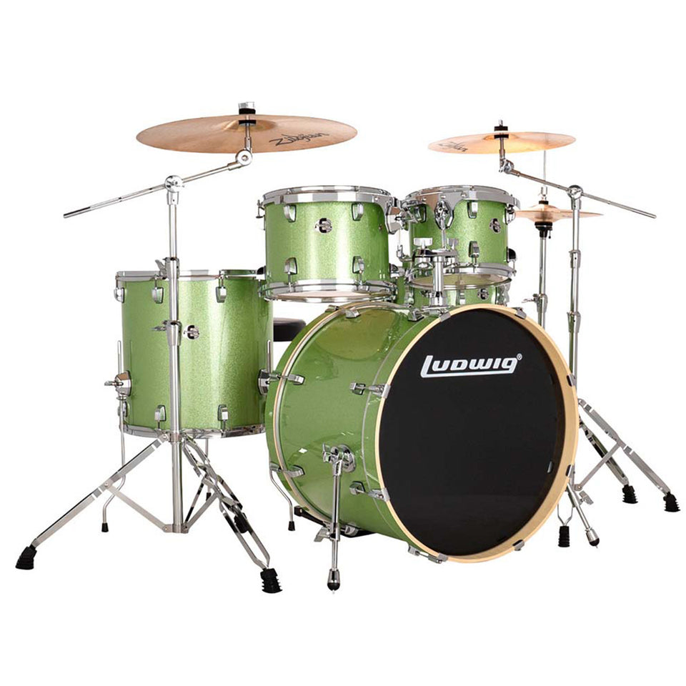 BATERIA LUDWIG EVOLUTION 5PC 22" CON HARD & ZBT PACK MINT SPARKLE LE522018