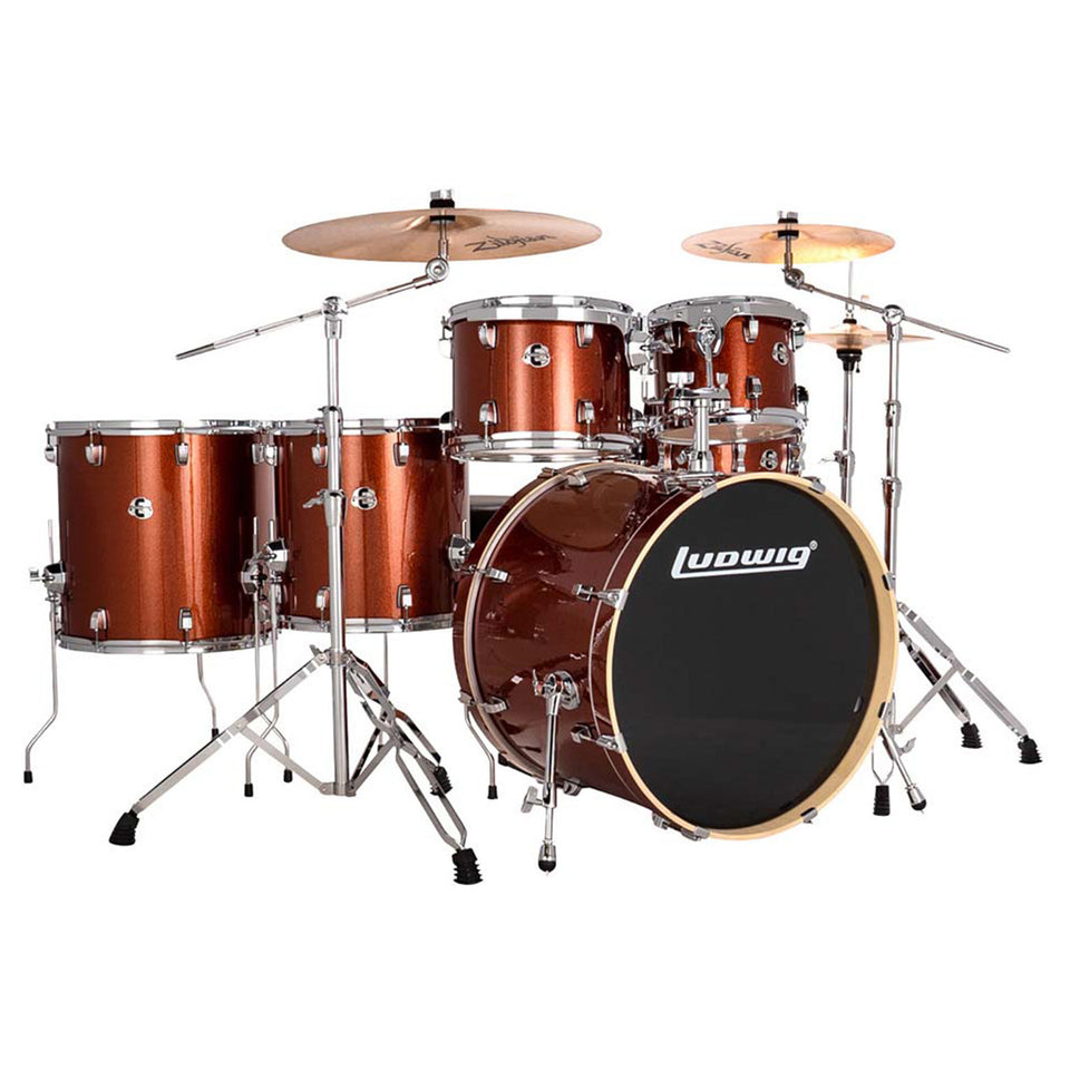 BATERIA LUDWIG EVOLUTION 6PC 22" CON HARD & ZBT PACK COPPER SPARKLE LE622024