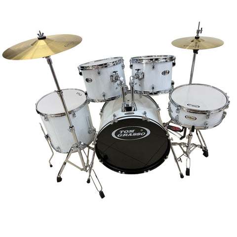 Batería Acústica Completa Blanca JBP0765B 5 Piezas Con Platillos Y Silla