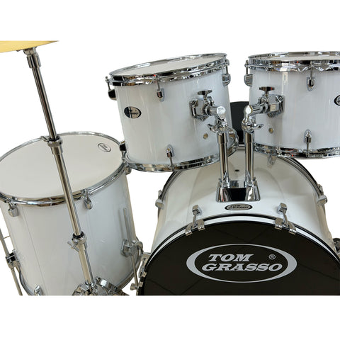 Batería Acústica Completa Blanca JBP0765B 5 Piezas Con Platillos Y Silla
