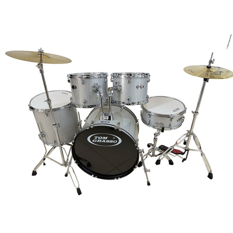 Batería Acústica Completa Plateada JBP0765B 5 Piezas Con Platillos Y Silla