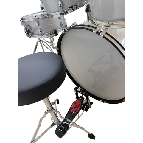 Batería Acústica Completa Plateada JBP0765B 5 Piezas Con Platillos Y Silla
