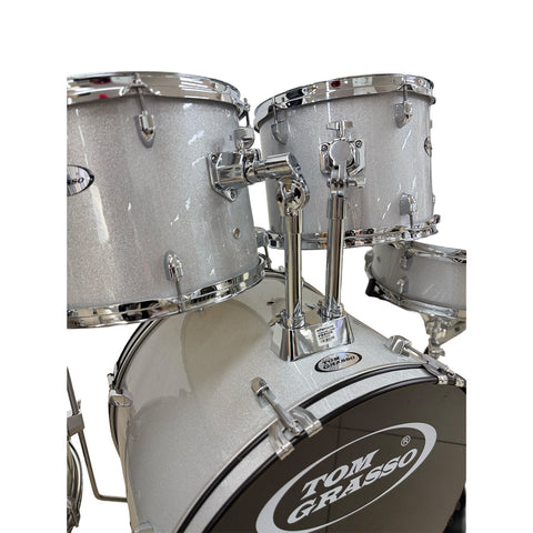 Batería Acústica Completa Plateada JBP0765B 5 Piezas Con Platillos Y Silla