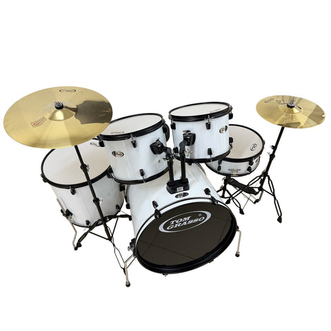 Batería Acústica Completa Blanca JBP0903 5 Piezas Con Platillos Y Banqueta