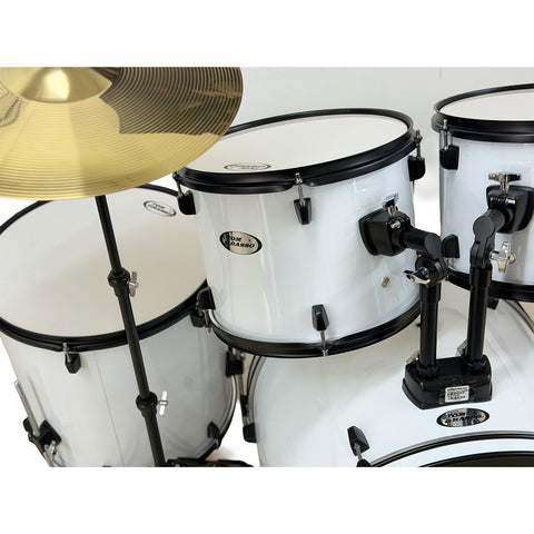 Batería Acústica Completa Blanca JBP0903 5 Piezas Con Platillos Y Banqueta
