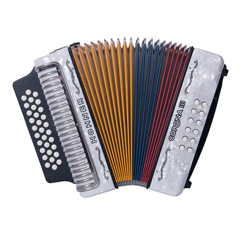 Acordeon Hohner Corona III Besas Blanco
