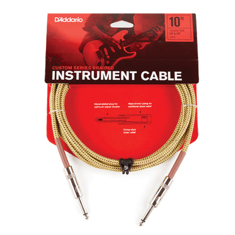 D'ADDARIO INSTRUMENT CABLE 3 METERS PW-BG-15TWBRAIDED