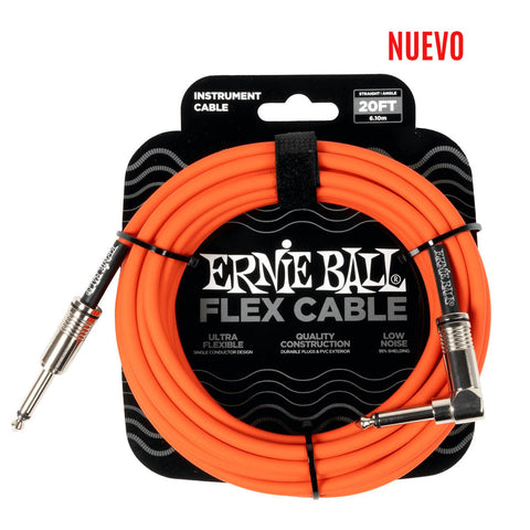 Cable Instrumento Flex Angulo Recto 6m Ernie Ball- Orange P06467