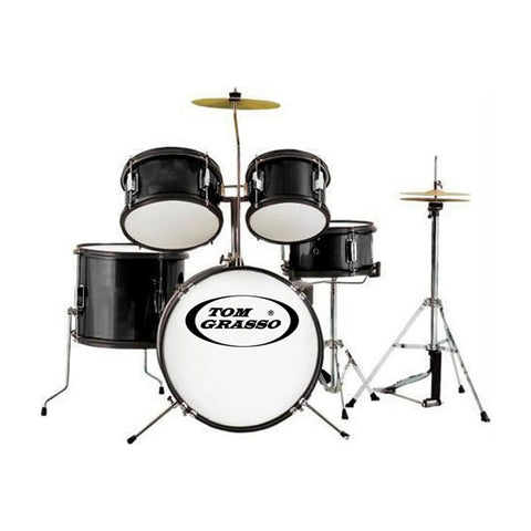 Bateria Acustica Para Niño Negra Tom Grasso