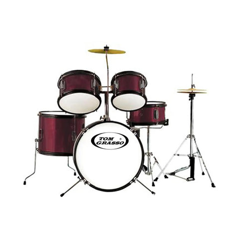 Bateria Acustica Para Niño Vino Tinto Tom Grasso
