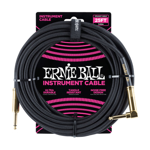 Cable Punta En L  Ernie Ball De 7,5 Metros Negro
