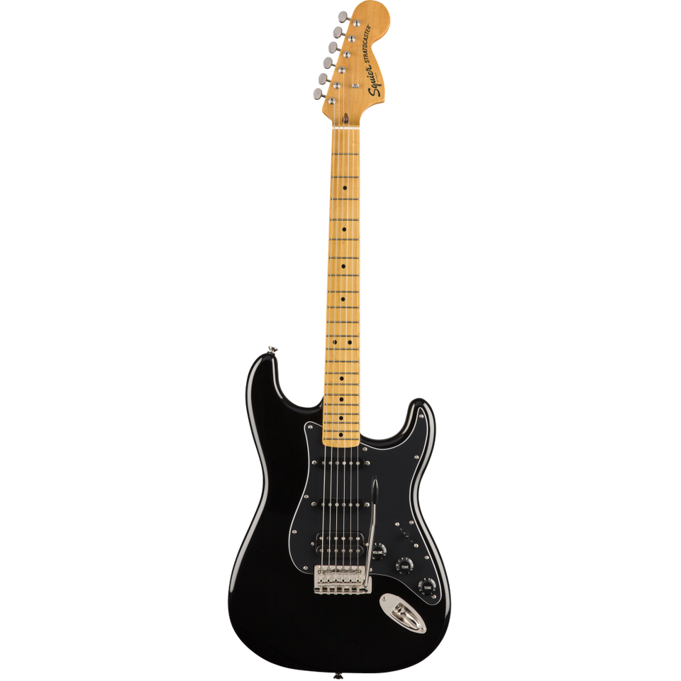STRATOCASTER CLASSIC SQUIER VIBE BLACK ELECTRIC GUITAR.