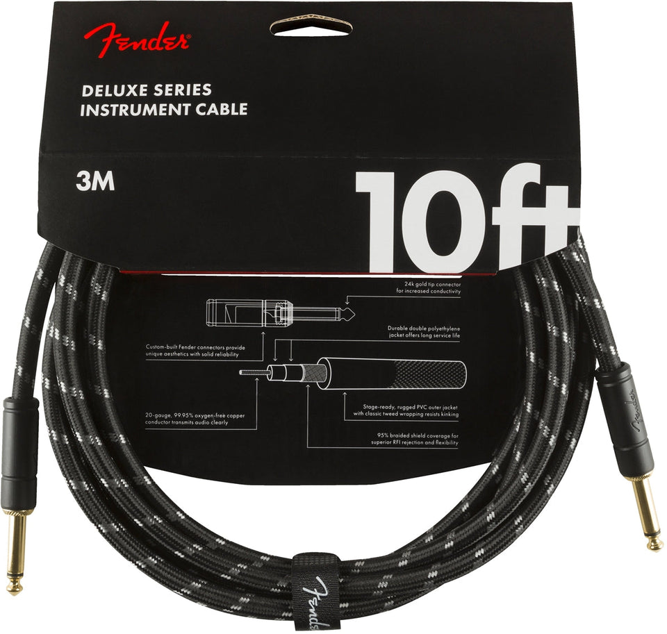 DELUXE FENDER CABLE OF 3 METERS BLACK BRAIDED