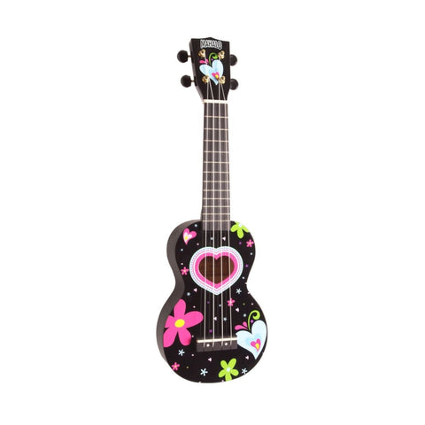 UKULELE MAHALO SOPRANO BLACK HEART WITH CASE.