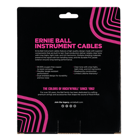 ERNIE BALL WRAPPED CABLE OF 9 METERS BLACK. 