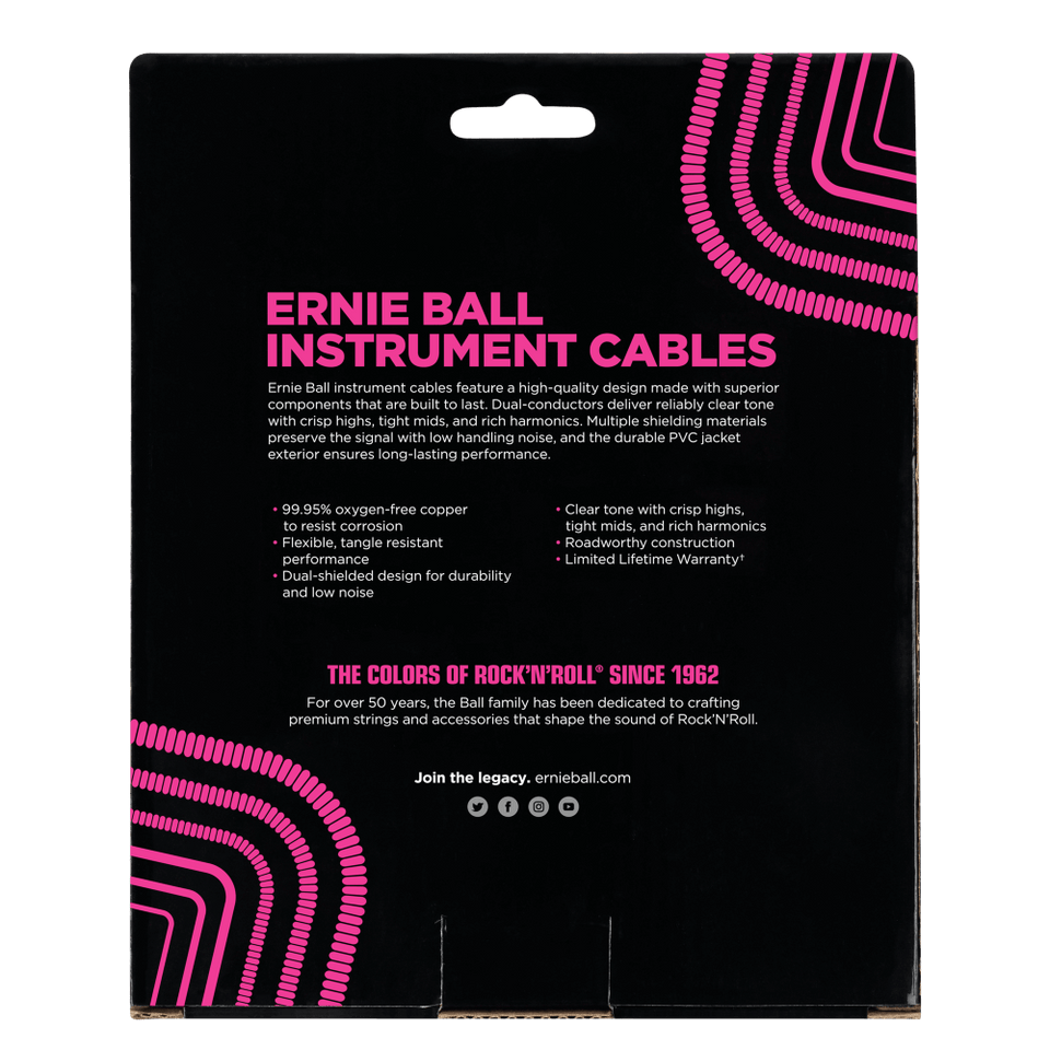 ERNIE BALL WRAPPED CABLE OF 9 METERS BLACK. 