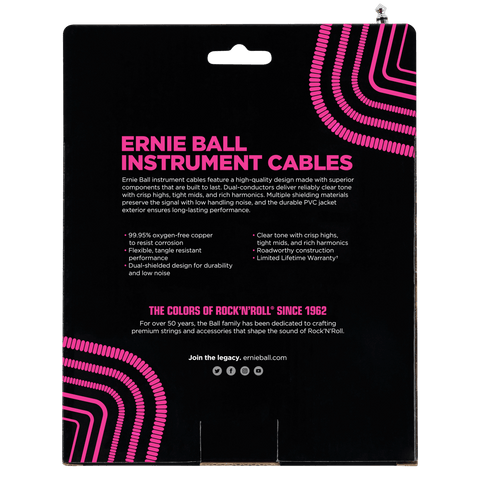 ERNIE BALL 9 METER L-TIP WHITE WRIST CABLE. 