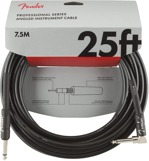 CABLE PROFESIONAL EN ANGULO FENDER DE 7,5 METROS NEGRO.