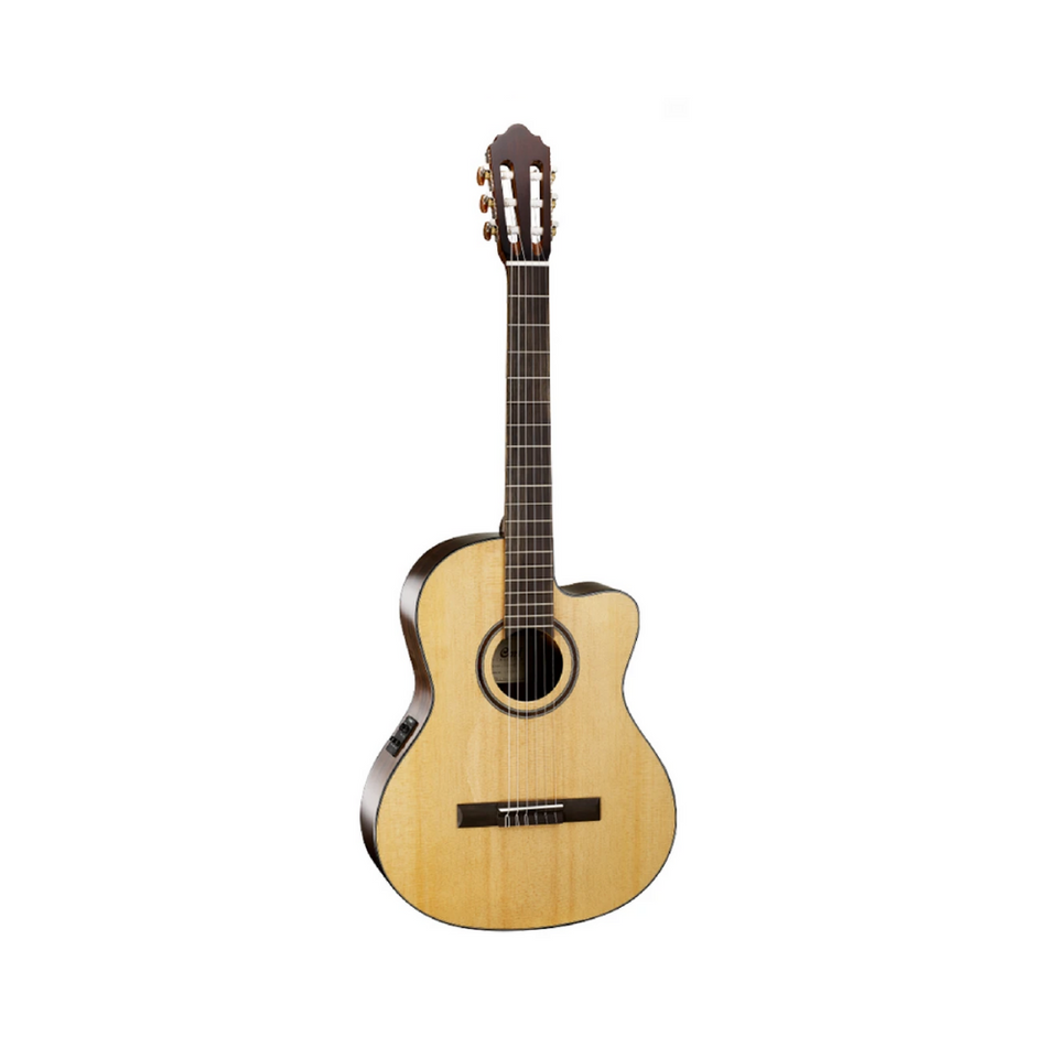 CORT ELECTROACOUSTIC GUITAR WITH NATURAL LACQUERED AC160F NYLON STRINGS. 