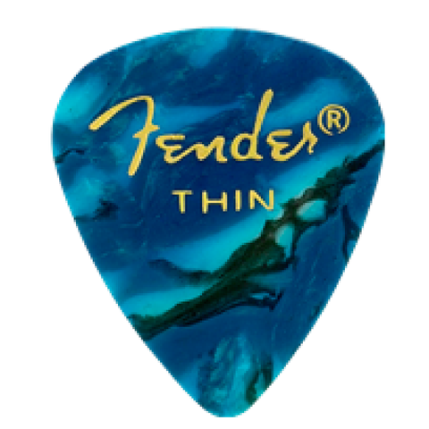 FENDER PICKS IN THIN CELLULOID 12 UND TURQUOISE BLUE 