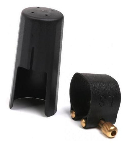 LEATHER CLAMP AND SOPRANO SAX LS MOUTH COVER