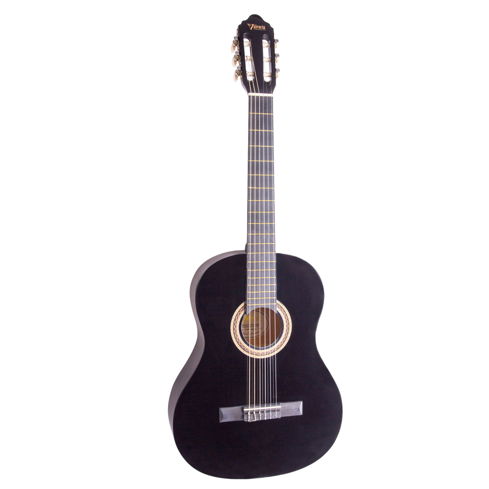 CLASSICAL GUITAR VALENCIA 1/4 VC101KBK BLACK INCLUDES CASE AND TUNER.