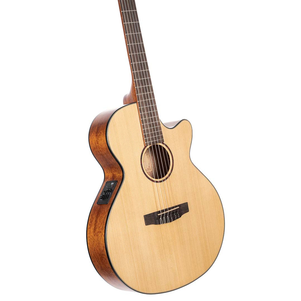 CORT ELECTROACOUSTIC GUITAR WITH CEC3 NATURAL MATTE NYLON STRINGS