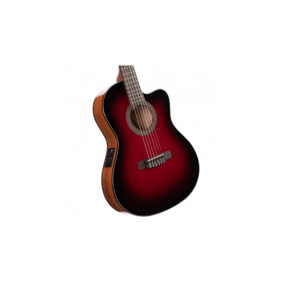 CORT ELECTROACOUSTIC GUITAR/ JADE E NYLON / BUNGURDY RED BURST/ WITH CASE