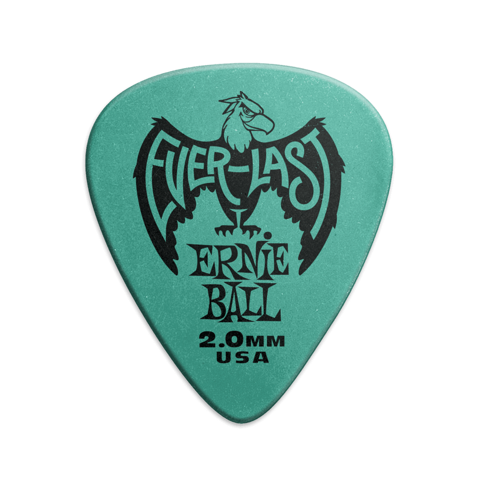 PACKAGE OF 2.0 MM PICKS FOR 12 UNITS ERNIE BALL P09196 GREEN 
