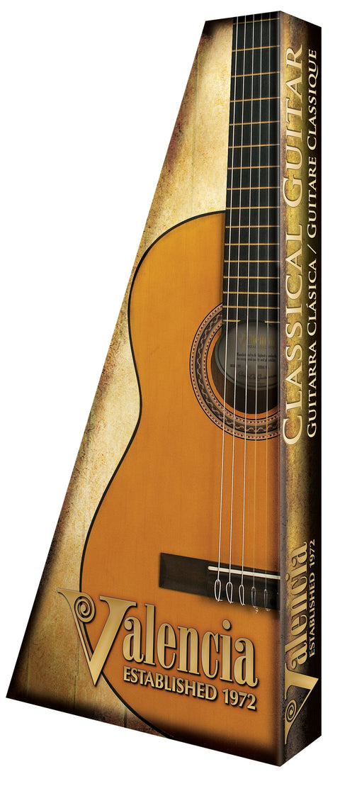 GUITARRA CLASICA VALENCIA 1/2 VC102K NATURAL INCLUYE ESTUCHE Y AFINADOR